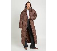 Boohoo Tall Hooded Quilt Detail Maxi Puffer In Chocolate chocolate 14