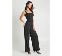 Boohoo Tall Hotfix Diamante Chiffon Wide Leg Trousers In Black black 10