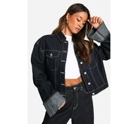 Boohoo Tall Indigo Deep Turn Up Cuff Denim Jacket indigo 10