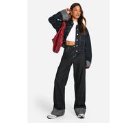 Boohoo Tall Indigo Deep Turn Up Cuff Wide Leg Jeans indigo 14