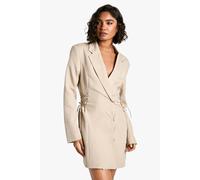 Boohoo Tall Lace Up Side Blazer Dress In Taupe taupe 10