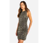 Boohoo Tall Leopard Denim Mini Dress In Animal animal 18