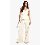 Boohoo Tall Linen Look Tailored Trouser In Ivory ivory 8