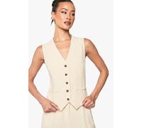 Boohoo Tall Linen Look Waiscoat In Ecru ecru 8