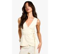 Boohoo Tall Linen Look Waistcoat In Ivory ivory 14