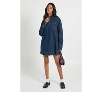 Boohoo Tall Long Sleeve Denim Dress In Indigo indigo 4