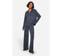 Boohoo Tall Long Sleeve Shirt & Trousers Pyjama Set In Navy navy 16