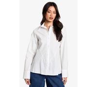 Boohoo Tall Longline Cinched Waist Shirt In White white 12