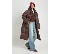 boohoo Women's Tall Longline Puffer Jacket in Chocolate | Size: 8