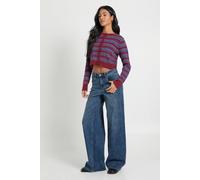Boohoo Tall Mid Waist Y2K Wide Leg Jean In Dark Indigo dark indigo 14