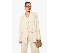 Boohoo Tall Oversized Linen Look Blazer In Ecru ecru 10