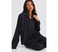 Boohoo Tall Oversized Shirt & Wide Leg Trouser Co-Ord In Black black 8