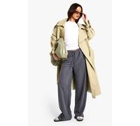 Boohoo Tall Peached Soft Thin Drawcord Straight Leg Trouser In Grey grey 8