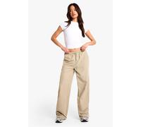 Boohoo Tall Peached Soft Thin Drawcord Straight Leg Trouser In Stone stone 8