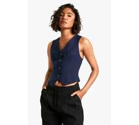Boohoo Tall Pinstripe Tailored Waistcoat In Navy navy 14