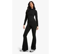 boohoo Women's Tall Premium Sculpt Flares in Black | Size: 10