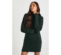 Boohoo Tall Roll Neck Chunky Knit Mini Dress In Forest forest M