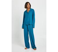 Boohoo Tall Soft Touch Button Through Shirt And Trouser Pyjama Set In Blue blue 6
