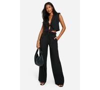 Boohoo Tall Straight Leg Trousers In Black black 18