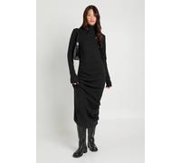 Boohoo Tall Super Soft High Neck Knitted Maxi Dress In Black black M