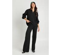 Boohoo Tall Super Soft V Neck Collared Knitted Jumper And Straight Leg Trouser Co-Ord In Black black S