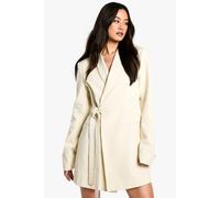 boohoo Women's Tall Tie Side Blazer Dress in Stone | Size: 10