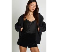 Boohoo Tall Velvet Micro Short In Black black 14