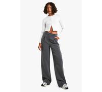 Boohoo Tall Wide Leg Tailored Trousers In Dark Grey dark grey 16/34L