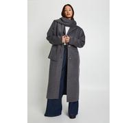 Boohoo Tall Wool Look Coat With Scarf In Charcoal charcoal 10