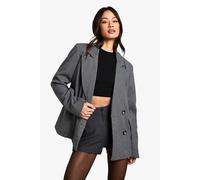 Boohoo Tall Wool Look Double Breasted Blazer In Grey grey 14