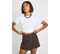 Boohoo Tall Wool Look Wrap Mini Skirt In Chocolate chocolate 8
