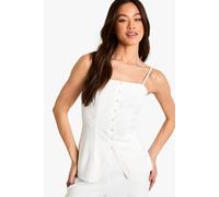 boohoo Women's Tall Woven Tailored Top in Ivory | Size: 14