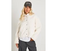 Boohoo Teddy Button Up Jacket In Ecru ecru 10