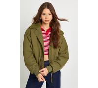 Boohoo Teddy Collared Puffer Jacket In Khaki khaki 10