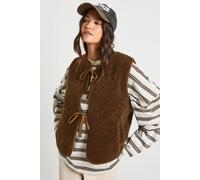 Boohoo Teddy Tie Detail Gillet In Chocolate chocolate 14