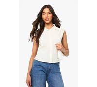 Boohoo Textured Cap Sleeve Button Through Top In Cream cream 16