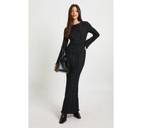 Boohoo Textured Flare Sleeve Maxi Dress In Black black 12