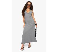Boohoo Textured Gingham Midaxi Dress In Black black 16