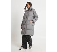 boohoo Women's Textured Hooded Maxi Puffer in Grey | Size: 10