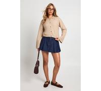 Boohoo Textured Knit Collar Detail Button Through Knitted Cardigan In Camel camel S