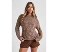 Boohoo Textured Knit Oversized Jumper In Brown brown L