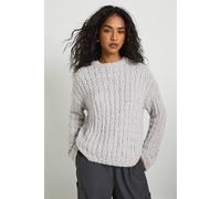 Boohoo Textured Knit Oversized Knitted Jumper In Grey grey L