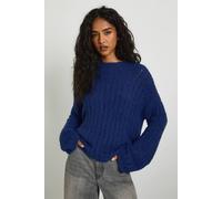 Boohoo Textured Knit Oversized Knitted Jumper In Navy navy L