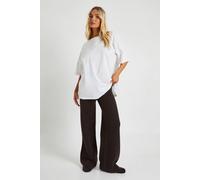 Boohoo Textured Knit Wide Leg Knitted Trouser In Chocolate chocolate M