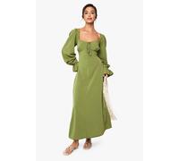 Boohoo Textured Milkmaid Maxi Dress In Olive olive 12