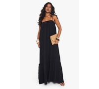 Boohoo Textured Smock Maxi Dress In Black black 14