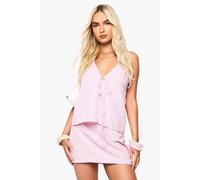 Boohoo Textured Stripe Halter Top In Pastel Pink pastel pink 12
