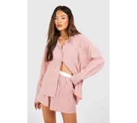 Boohoo Textured Stripe Relaxed Fit Shirt In Spice spice 10
