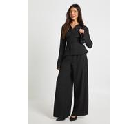 Boohoo Textured Tie Back Shirt & Trouser Co-Ord In Black black 12
