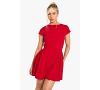 Boohoo Textured Volume Skirt Mini Dress red 8